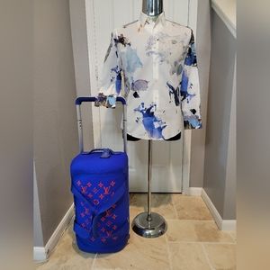 LOUIS VUITTON LV Monogram Horizon Soft Duffle Bag 55 Blue/Red Rolling Luggage